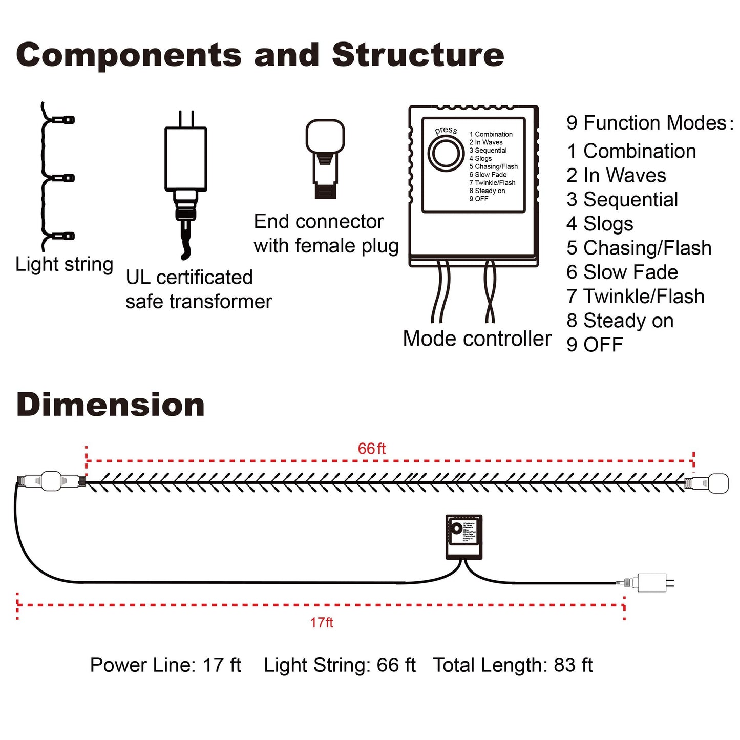 Twinkle Star 200 LED 66FT Halloween Fairy String Lights, Halloween Decoration Lights with 8 Lighting Modes, Mini String Lights Plug in for Indoor Outdoor Christmas Garden Wedding Party Decor, Orange
