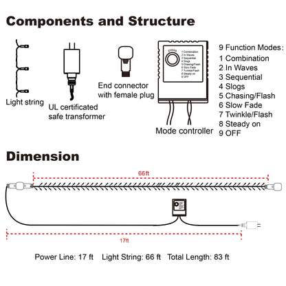 Twinkle Star 200 LED 66FT Halloween Fairy String Lights, Halloween Decoration Lights with 8 Lighting Modes, Mini String Lights Plug in for Indoor Outdoor Christmas Garden Wedding Party Decor, Orange