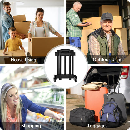 KEDSUM Folding Hand Truck with 4 Wheels, Lightweight Dolly Cart with Wheels Foldable, Expandable Baseplate Utility Luggage Cart Compact for Travel, Moving and Office Use, Easy to Store