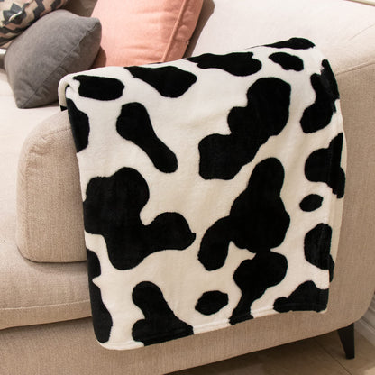 KIVEE Round Cow Print Blanket Throws Lightweight Fleece Soft Cozy Throw Blanket Fuzzy Warm Plush Cow Printed Blankets & Throws for Travel Chair Bedroom Living Room Sofa 50"x60"