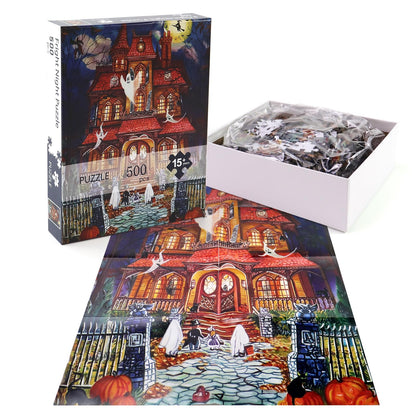 500 Piece Puzzles for Adults, Halloween Fright Night 500 Pieces Jigsaw Puzzles for Adults, Halloween Decoration for Family Party Holiday
