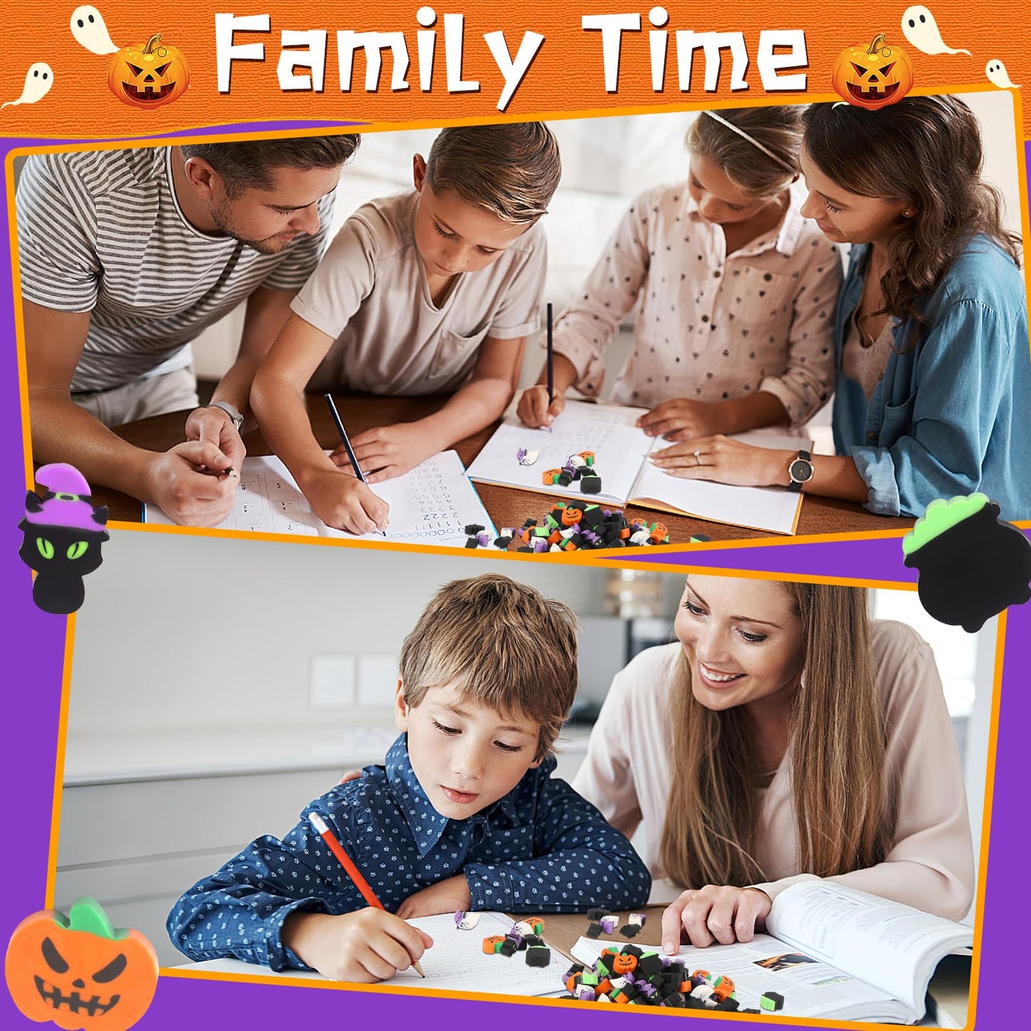 JUNEBRUSHS 150 Pcs Halloween Mini Erasers for Kids, Cute Small Erasers Bulk for Kids Trick or Treat Halloween Party Favors Goody Bag Filler Students School Decorations Classroom Rewards Prizes