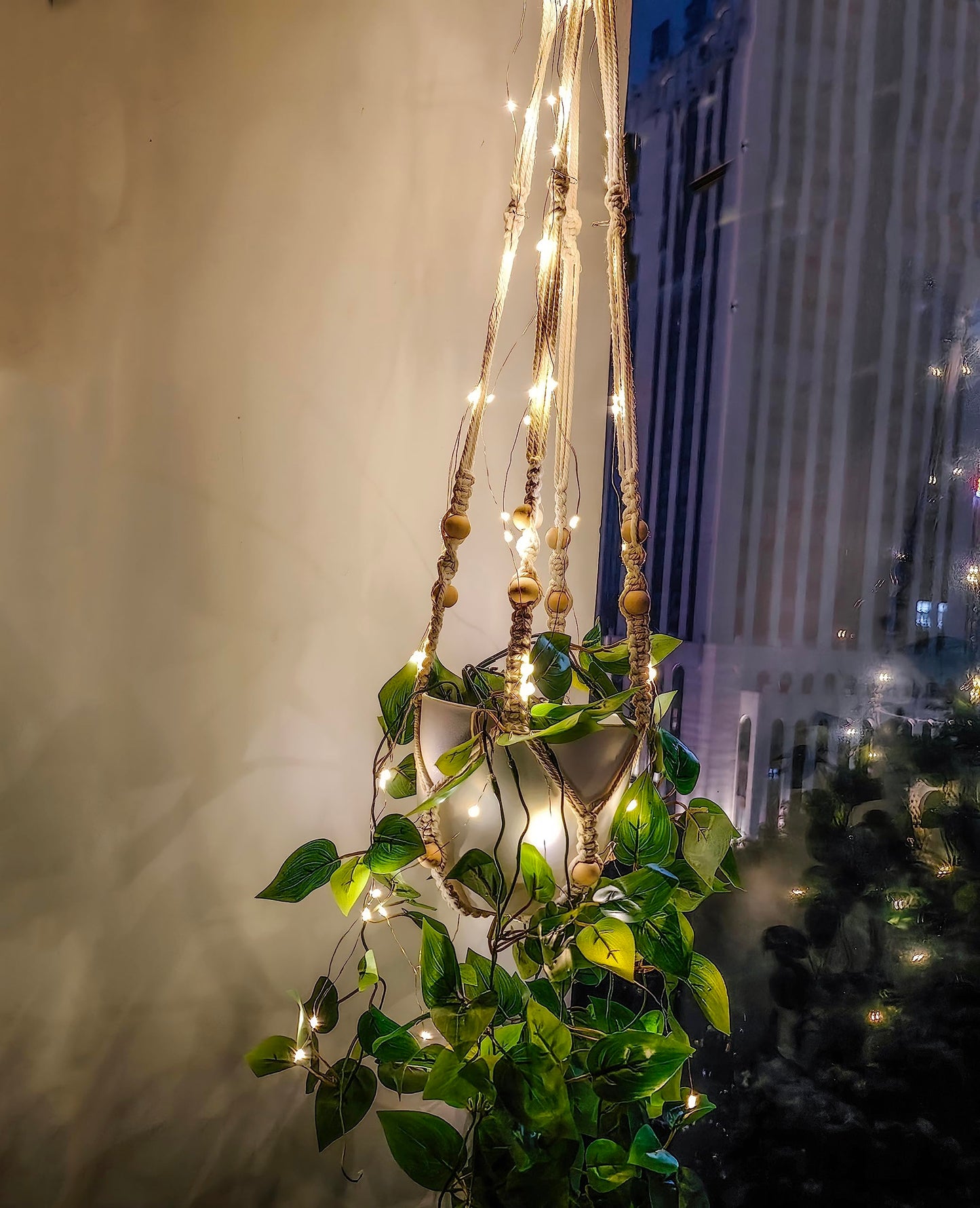 Fake Hanging Plants with Lights Artificial Plants for Home Decor Macrame Plant Hanger with Fake Vines Faux Hanging Planter for Wall Ceiling Bedroom Bathroom Kitchen Office Boho Decor Indoor