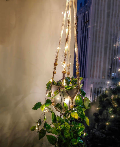 Fake Hanging Plants with Lights Artificial Plants for Home Decor Macrame Plant Hanger with Fake Vines Faux Hanging Planter for Wall Ceiling Bedroom Bathroom Kitchen Office Boho Decor Indoor