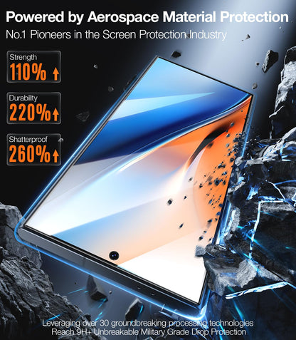TORRAS Top-Notch Aerospace Glass for Samsung Galaxy S24 Ultra Screen Protector [12Ft Military-Grade Shatterproof] Anti-Scratch Tempered Glass Full Coverage Fit Screen Protector S24 Ultra 6.8" 2-Pack