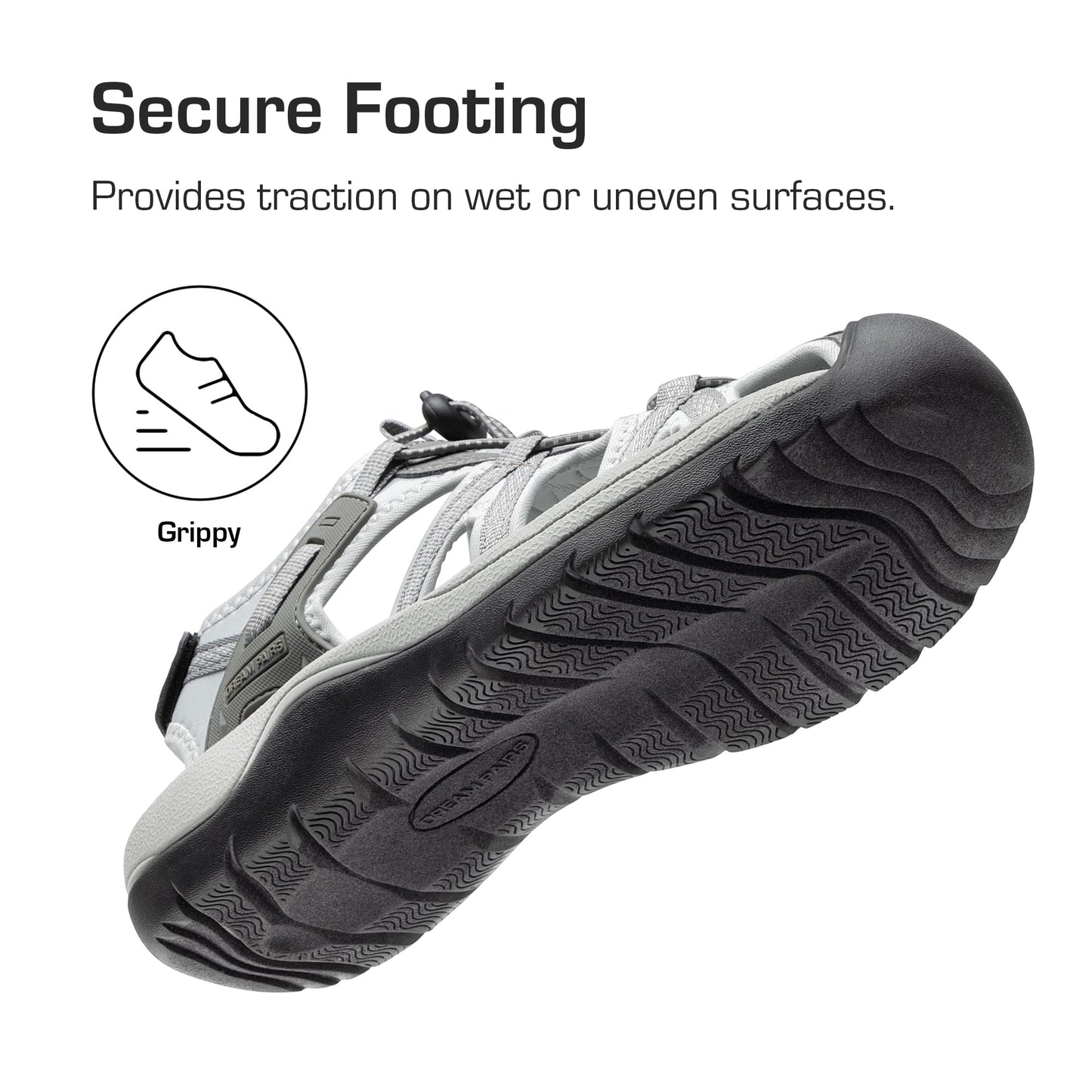 DREAM PAIRS Men's Sandals Hiking Water Sport Athletic Beach Outdoor Comfortable Casual Closed Toe Summer Sandal Shoes,Size 10.5,Light Grey,DMUMST2505