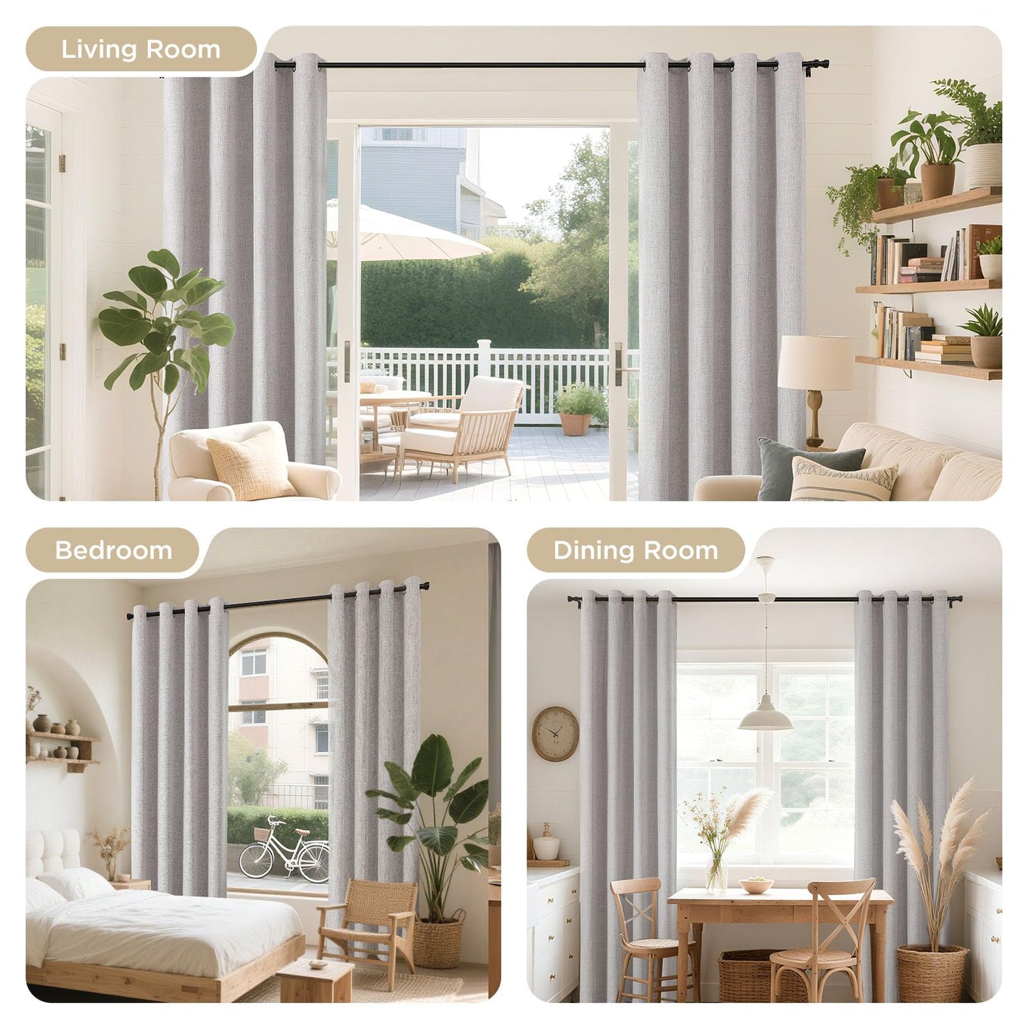 Joydeco 100% Blackout Curtains 84 Inch Length 2 Panels Set, Room Darkening Curtains for Bedroom, Grommets 100% Black Out Textured Thermal Light Blocking Drapes Privacy Protection, 52W x 84L Inch