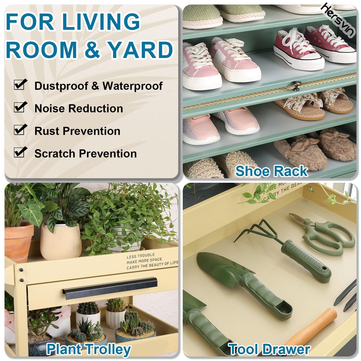 Hersvin 10 in x 20 ft Shelf Liners Drawer Liner for Kitchen Cabinets Non-Adhesive Non Slip, Refrigerator Mats for Shelves, EVA Plastic Cupboard Protector, Waterproof Lining (Clear Stripe, Ribbed)