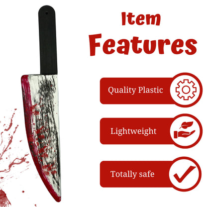 4E's Novelty 16 Inch Large Fake Knife Prop, Plastic Halloween Prop Knife Toy for Costume Accessories Such As Scary Clown, for Kids & Adults