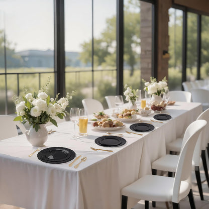 DaYammi 60PCS Black Plastic Plates, Heavy Duty Black Disposable Plates Premium 7.5 inch Dessert Cake Salad Appetizer Plates Hard Plastic Plates Disposable for Halloween Party