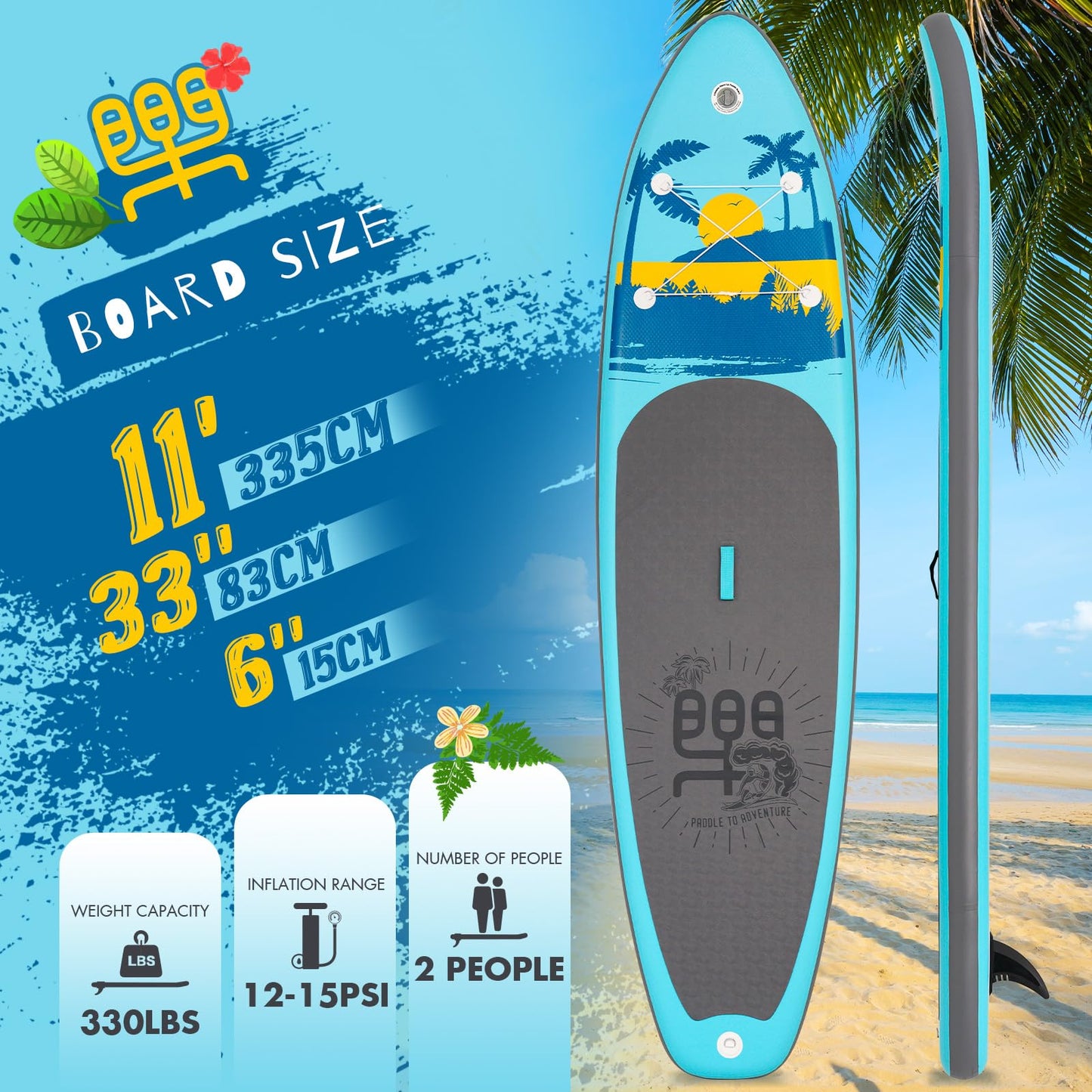 FunWater SUP Inflatable Stand Up Paddle Board Ultra-Light Inflatable Paddleboard with Accessories, Fin, Adjustable Paddle, Pump, Backpack, Leash