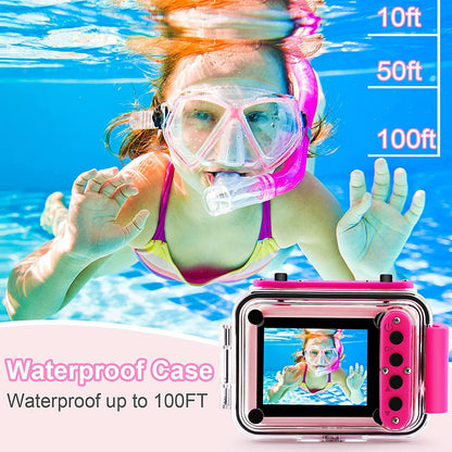 GKTZ Kids Camera - Waterproof Underwater Camera for Kids, Christmas Birthday Gifts for Girls Age 3-12, 1080P HD Children Digital Action Camera, Pool Toys for Kids Age 4-12