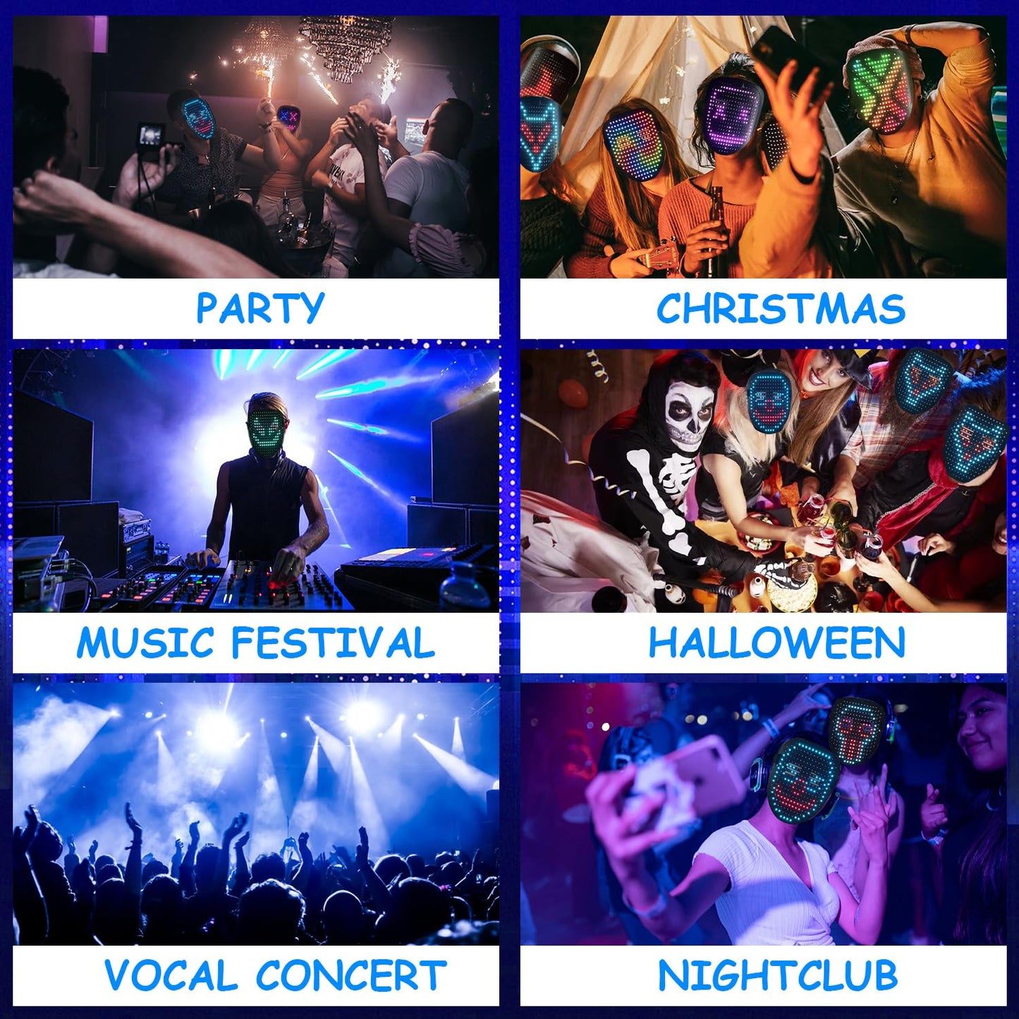 COOLGUARDER Led Mask with Gesture Sensing, Light up Shining Mask with 50 Patterns for Child Men Women LED Mask Halloween Xmas for Costume Cosplay Party