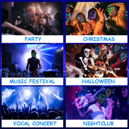 COOLGUARDER Led Mask with Gesture Sensing, Light up Shining Mask with 50 Patterns for Child Men Women LED Mask Halloween Xmas for Costume Cosplay Party