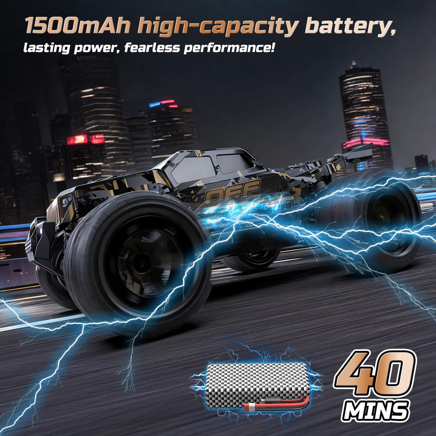 DEERC 9309E 1/16 All Terrain Fast RC Cars for Adults 40KPH,4WD Electric Off-Road Remote Control Monster Truck,2.4Ghz High Speed Car,Waterproof Monster Truck with 2 Batteries for Boys & Kids