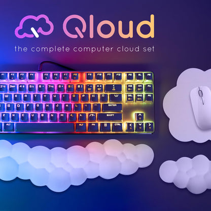 Create-ables Qloud Cloud Wrist Rest Keyboard Wrist Rest for Computer Keyboard Pad, Cloud Keyboard Wrist Rest, Wrist Pad for Keyboard, Memory Foam, Non Slip Base, Comes with Mouse Pad - Beige