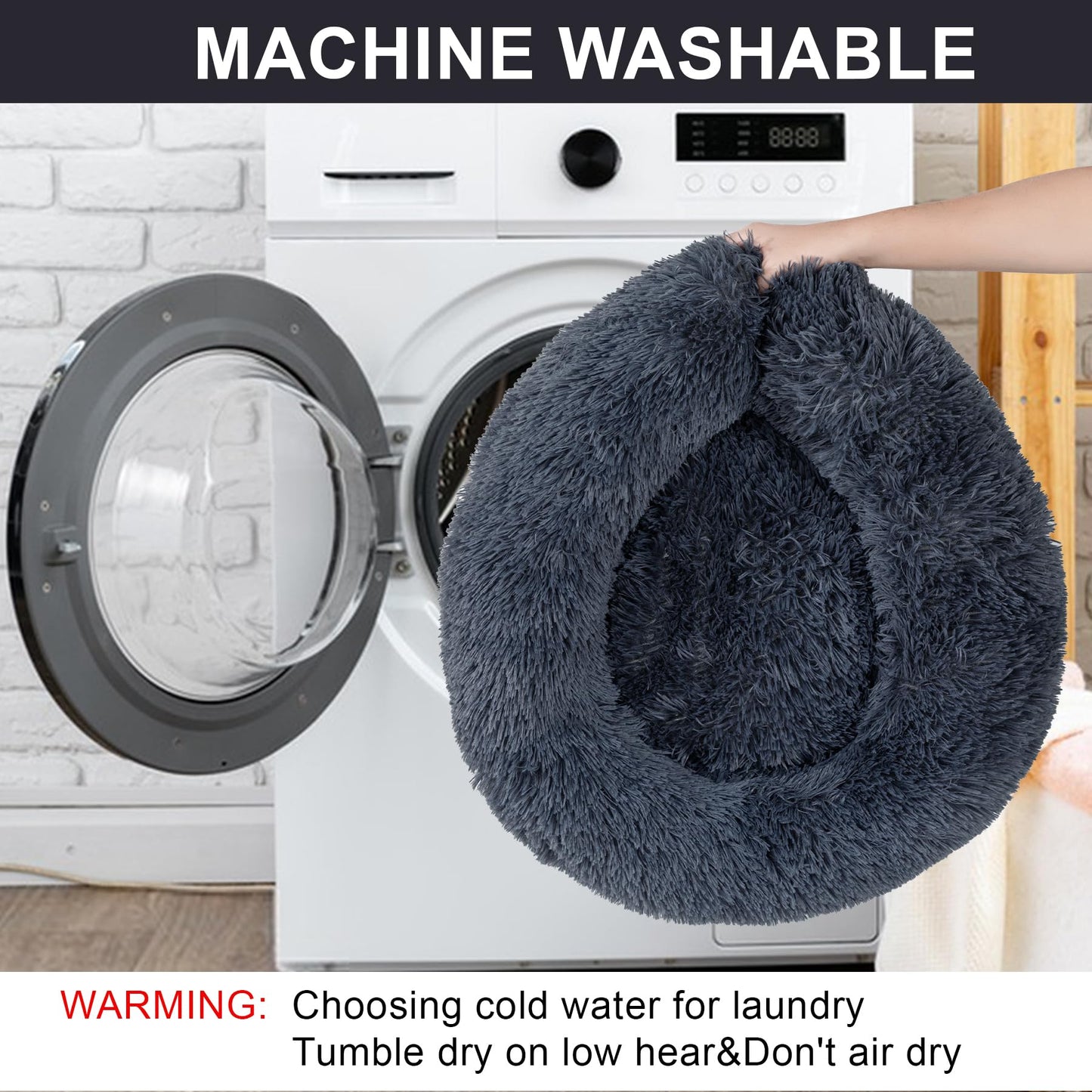 kimpets Snuggle Dog Bed, Comfy Calming Dog Bed, Machine Washable Dog Bed for Medium Dogs, Cute&Fuzzy&Anti Anxiety Dog Bed, 27.5'' Soft Bean Dog Bed, Up to 25lbs Cozy&Comfy Dog Beds for Medium Dogs