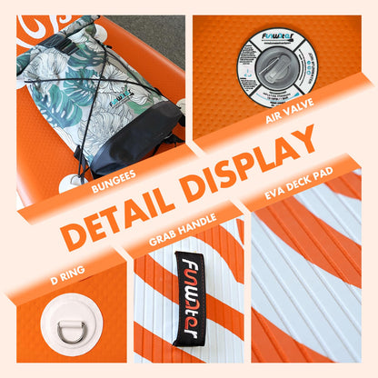 FunWater SUP Inflatable Stand Up Paddle Board 10'x31''x6'' Ultra-Light Inflatable Paddleboard with ISUP Accessories,Fins,Adjustable Paddle, Pump,Backpack, Leash, Waterproof Phone Bag,Kayak Seat