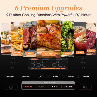 COSORI Air Fryer 9-in-1, Compact & Large 6-Qt, Premium Ceramic Coating, 90–450°F Precise Heat for Even Results, Up to 95% Less Oil*, Roast, Bake, Dry, Reheat, Frozen, Broil, Proof, 120V, TurboBlaze