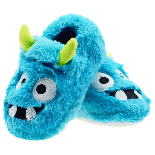 LA PLAGE Boys Slippers for Kid Cotton-Shaped Monster Upper House Cartoon Slippers Size Toddler 9 US Blue