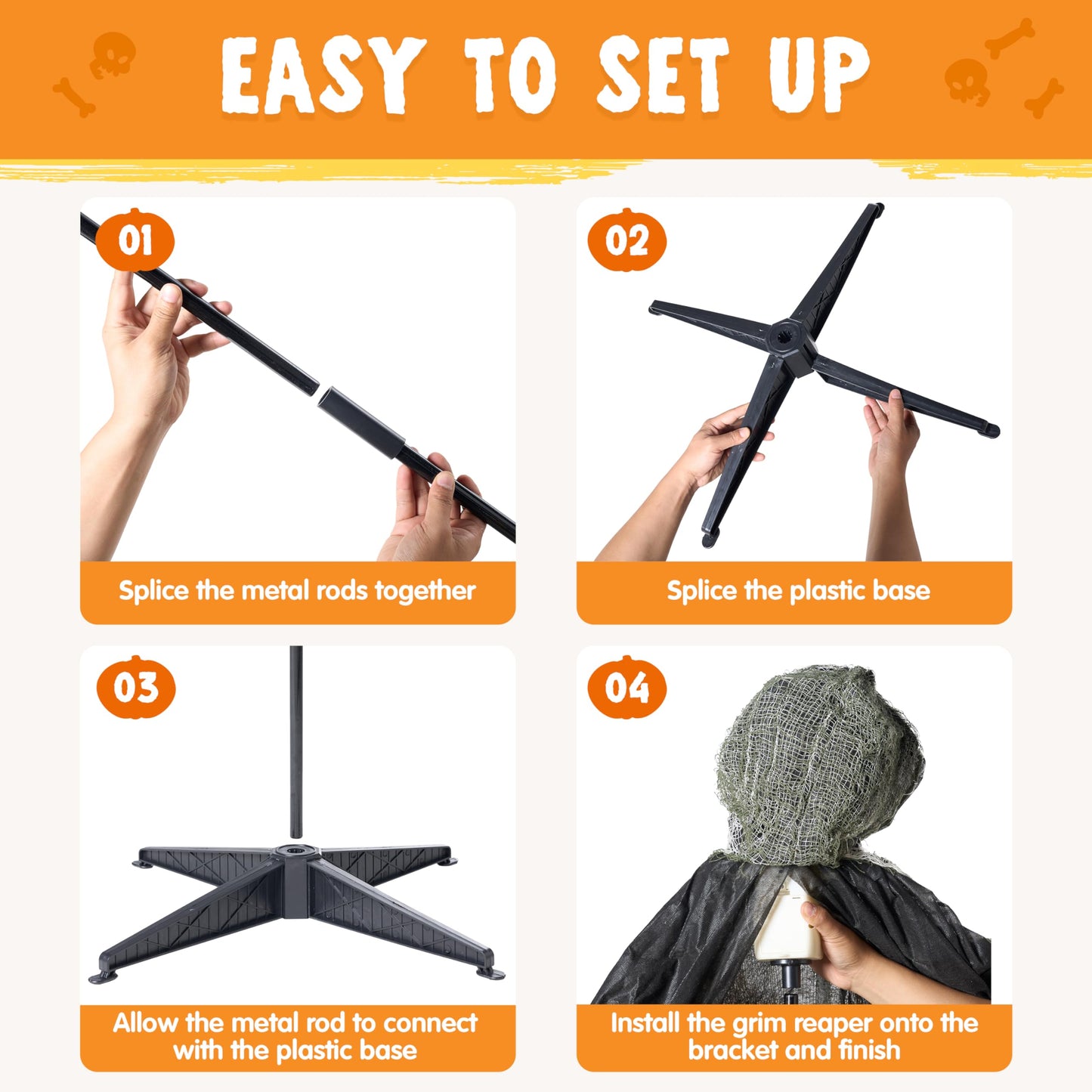 JOYIN 67" Halloween Decorations Outdoor Life Size Animatronics Grim Reaper with Chain, Sound-Actived Party Decor with Creepy Sound, Scary Haunted House Props for Garden Yard Lawn