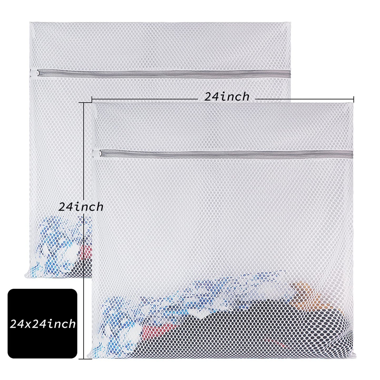 2 XX-Large Honeycomb Mesh Laundry Bag Delicates Durable for Washing Machine,24 x 24 Inches lingerie bags for Laundry, Travel Storage Organize Bag for Cotton Clothes,Sheet,Sweater, Shoes