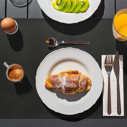 Faux Leather Halloween Placemats HeloHo Black Table Place Mats Set of 6 Waterproof Oilproof Heat Stain Resistant Placemats Washable Wipeable Placemat for Kitchen Dining Table Decoration Indoor Outdoor