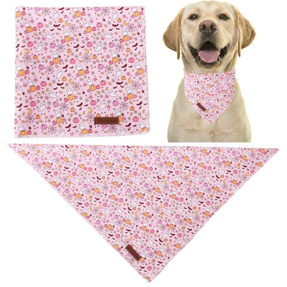 Halloween Pumpkin Dog Bandana, Halloween Triangle Bid Scarf with Pumpkin,Ghost,Bat Pattern, Cotton Pet Kerchief for Girl Boy Dogs or Cats, Cute Puppy Bandana Fancy for Dogs