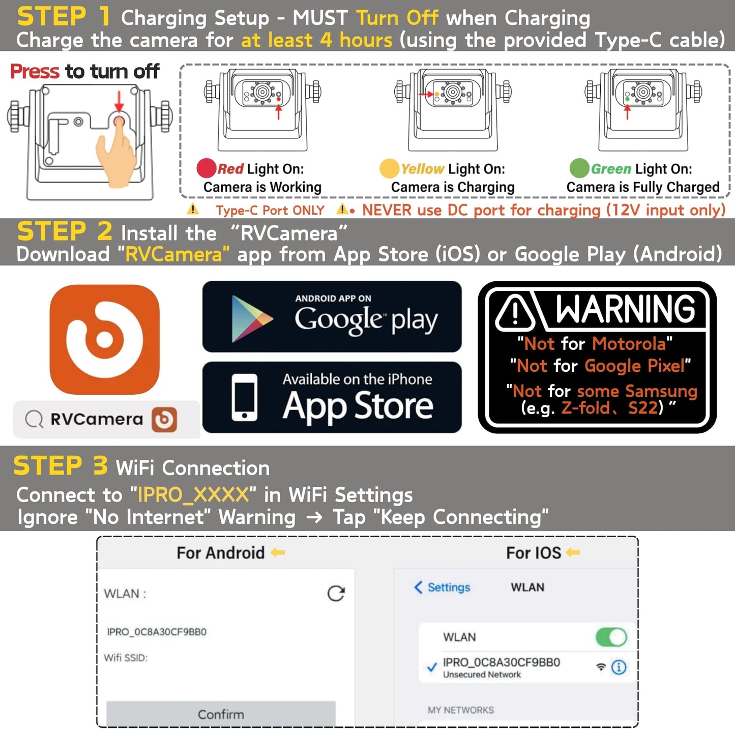 EWAY WiFi Magnetic Hitch Wireless Backup Rear/Front View Camera Rechargeable Battery for Easy Hitching of Gooseneck Horse Boat Travel Trailer/Fifth Wheels/RV/Camper Reverse for iPhone iPad Android