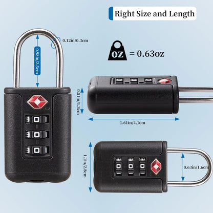 EASTDEER TSA Approved Luggage Locks - Combo Locks with Code (Black)
