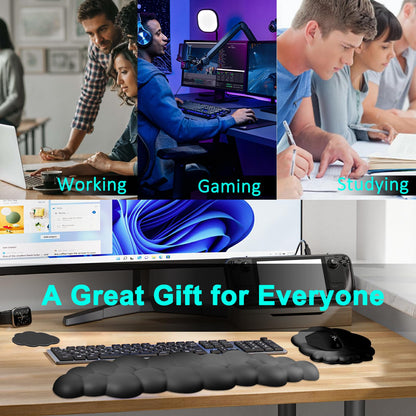 Cloud Keyboard and Mouse Wrist Rest Pad for Computer Arm Pain Relief- Ergonomic Wrist Support Mousepad with Non-Slip PU Base for Office, Gaming, and Home Use Anti-Fatigue