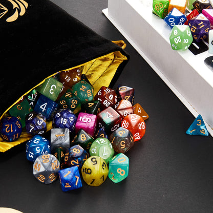 Coyeekn DND Dice Set, 25 x 7 (175 Pieces) Polyhedron Dice 25 Colors Dice for Dungeons and Dragons Tabletop Role-Playing Games with 1 Large Flannel Bag