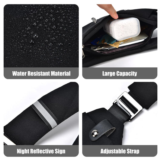 Fibrdoo Multi-pocket Chest Bag, Anti-Theft Shoulder Bag, Waterproof Sling Crossbody Bag, for Men Bicycle Hiking Jogging, Black