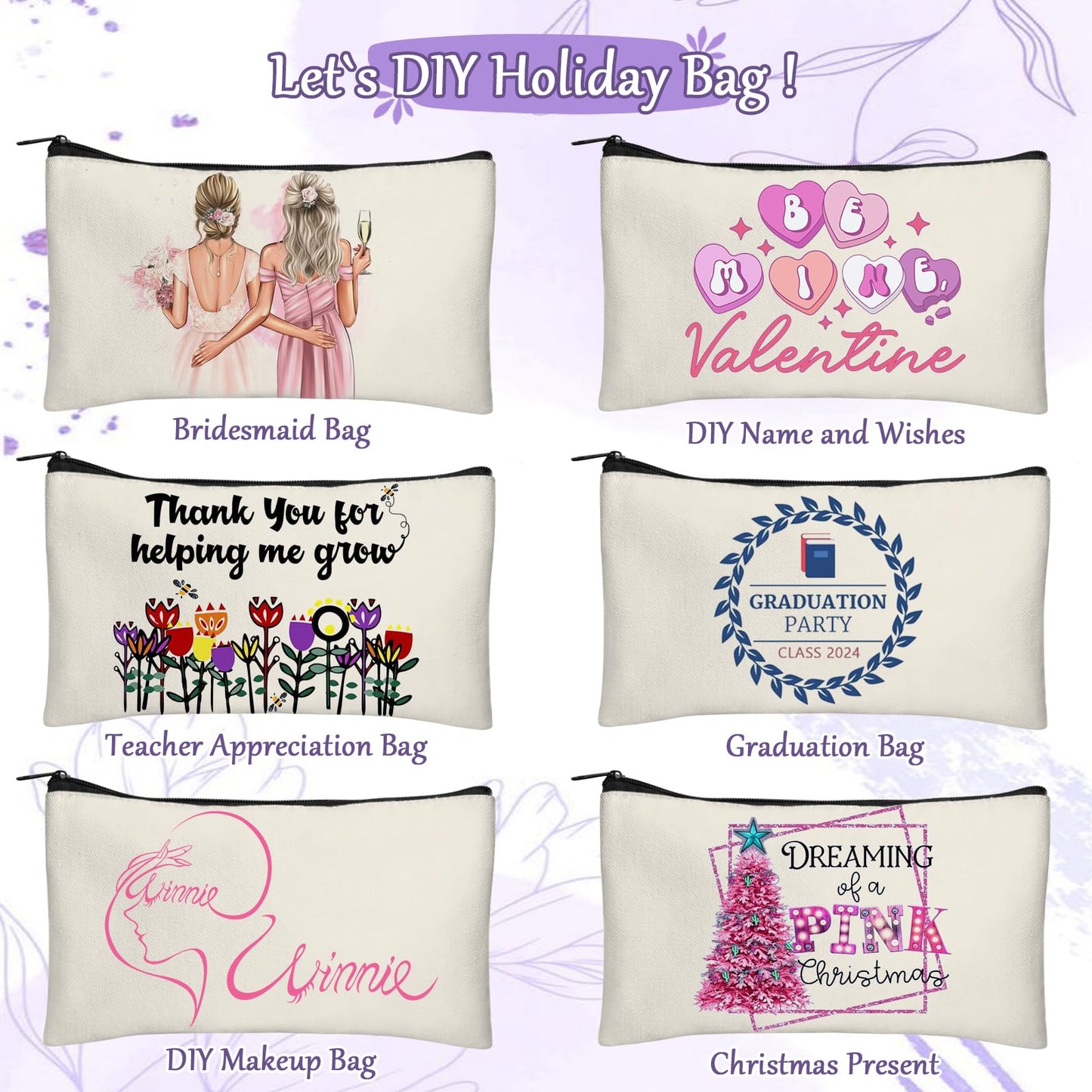 Legigo 20 Pack Blank DIY Craft Bag Canvas Pencil Case Blank Makeup Bags- Beige Canvas Pencil Pouch Bulk Canvas Cosmetic Bag Multi-Purpose Travel Toiletry Bag Canvas Zipper Bags 8.3 × 5 Inch