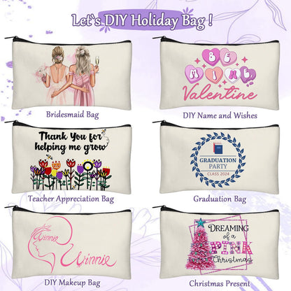 Legigo 20 Pack Blank DIY Craft Bag Canvas Pencil Case Blank Makeup Bags- Beige Canvas Pencil Pouch Bulk Canvas Cosmetic Bag Multi-Purpose Travel Toiletry Bag Canvas Zipper Bags 8.3 × 5 Inch