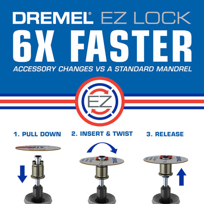 Dremel EZ406-02, EZ - Lock Starter Kit, 1 1/2-Inch (38.1 mm) Wheel Diameter, 5 Piece Fiberglass Reinforced Cut-Off Wheels and EZ402 Mandrel Included, Rotary Tool Cutting Disc Accessories
