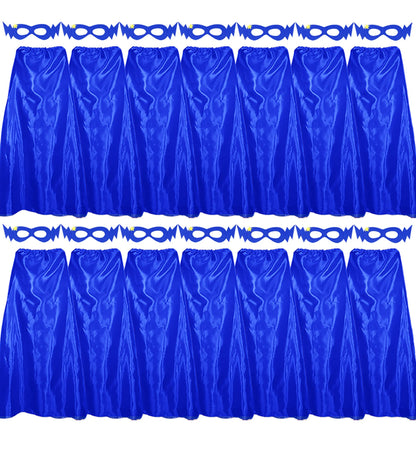 D.Q.Z Superhero-Capes and Masks for Adults Bulk Women Men Halloween Super-Hero Costume Spirit Party,14 Pack (Blue)