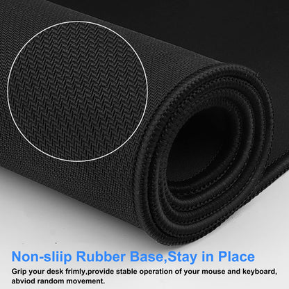 Hosimoln Gaming Mouse Pad, Large Mouse Pad Size 27.5x11.8 Thickness 0.12 inches,Premium-Textured Non-Slip & Waterproof Computer Mousepad with Stitched Edges for Gaming, Office & Home-70x30 Black