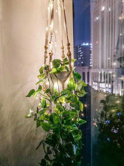 Fake Hanging Plants with Lights Artificial Plants for Home Decor Macrame Plant Hanger with Fake Vines Faux Hanging Planter for Wall Ceiling Bedroom Bathroom Kitchen Office Boho Decor Indoor