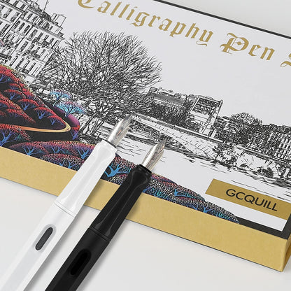 GC QUILL Calligraphy Fountain Pen Set- 7 with Different Nibs and 40 Ink Cartridges for Beginners- MU-09