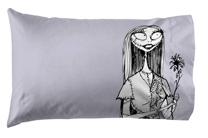 Jay Franco Kids Sheet Set with Fitted, Flat Sheets & Pillow Cover - Ultra-Soft Bedding with Pillowcase for Room Decor, White - Nightmare Before Christmas, 4 Piece Queen