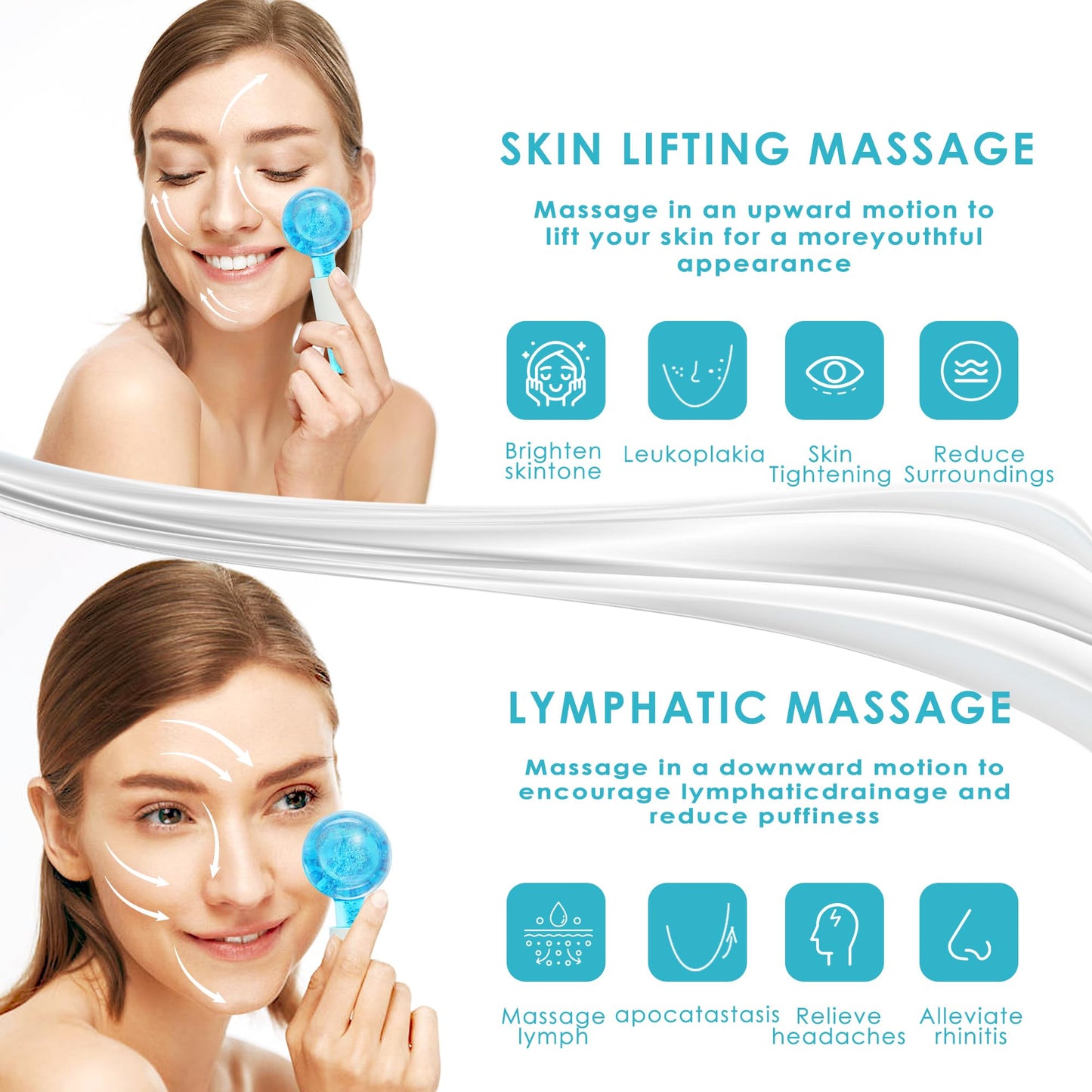 Lazzybeauty Ice Globes for Facials, Ice Globes, Facial Ice Globes, Cooling Globes, Globes for Face Neck & Eyes, Daily Beauty, Tighten Skin, Anti Ageing, Reduce Puffy and Wrinkle, Blue