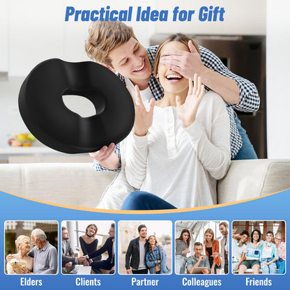 Donut Pillow Seat Cushion Chair Pad for Tailbone Pain Relief and Hemorrhoids, Memory Foam Seat Chair Cushion for Postpartum Pregnancy, Seat Cushions for Men and Women for Home & Office, (Black)
