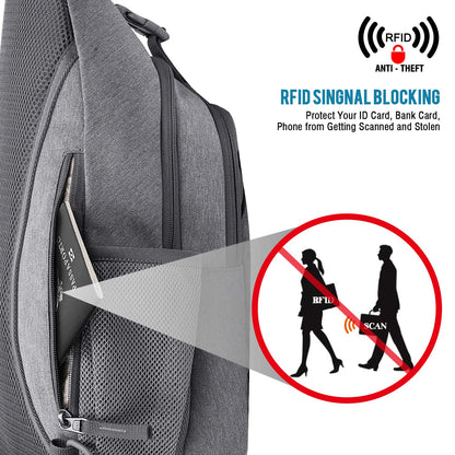 G4Free Sling Bag RFID Blocking Sling Backpack Crossbody Chest Bag Daypack for Hiking Travel