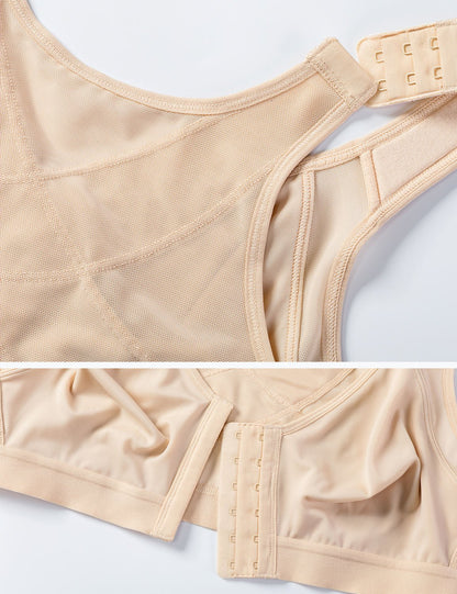 DELIMIRA Women's Full Coverage Front Closure Wire Free Back Support Posture Bra Taupe Tan 36D