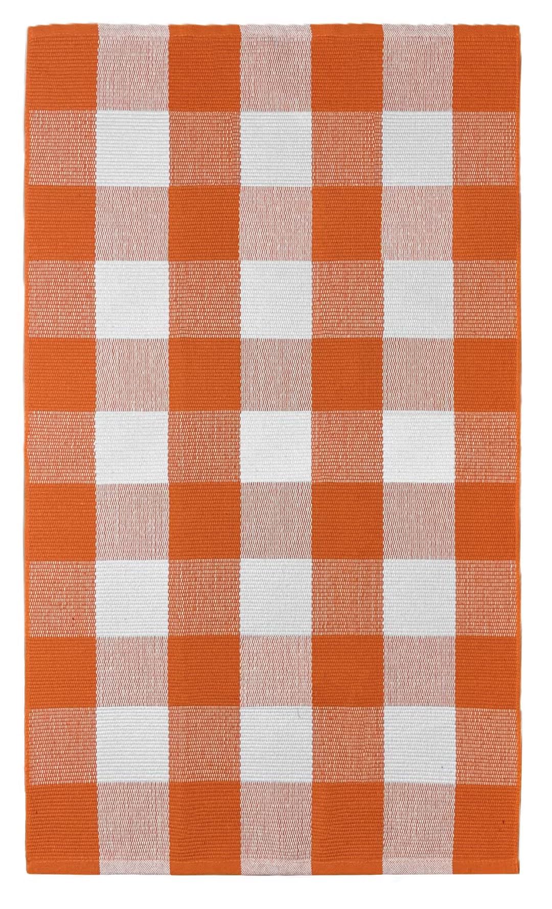 KOZYFLY Buffalo Plaid Rug 27.5x43 Inches Orange and White Checke Rug Halloween Fall Door Mat Cotton Washable Area Rugs Door Mat Outdoor Entrance for Front Porch Entryway Fall Farmhouse
