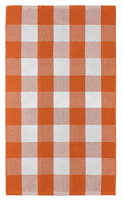 KOZYFLY Buffalo Plaid Rug 27.5x43 Inches Orange and White Checke Rug Halloween Fall Door Mat Cotton Washable Area Rugs Door Mat Outdoor Entrance for Front Porch Entryway Fall Farmhouse