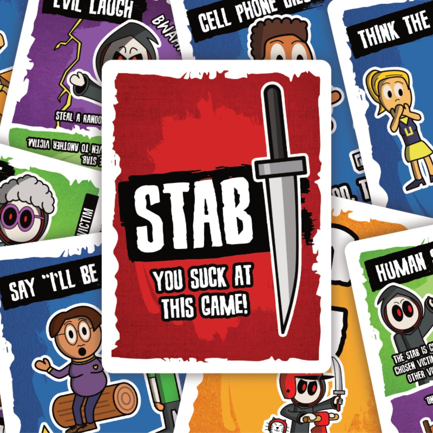 Don't Get Stabbed!: The Party Game Where You Get to Kill Your Family and Friends (for Pretend). Exciting Card Game for Adults and Horror Gift for Scary Movie Fans. Great for Halloween.