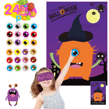 Funnlot Halloween Games for Kids Party Halloween Party Games for Kids Pin The Eye on The Monster Game Halloween Party Games Activities Halloween Pin The Tail (Pin The Eye on The Monster)
