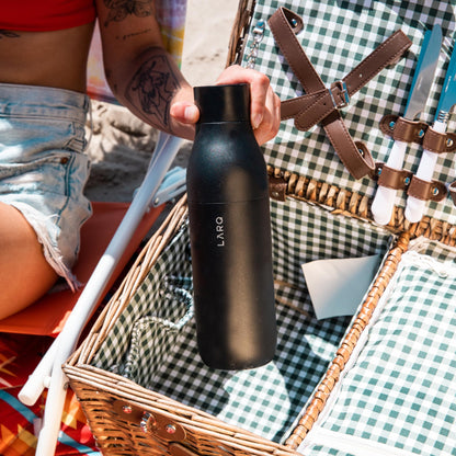LARQ Bottle Twist Top 25 oz - Insulated Stainless Steel Water Bottle | BPA Free | Reusable Water Bottle for Camping, Office, and Travel | Keep Drinks Cold and Hot, Obsidian Black